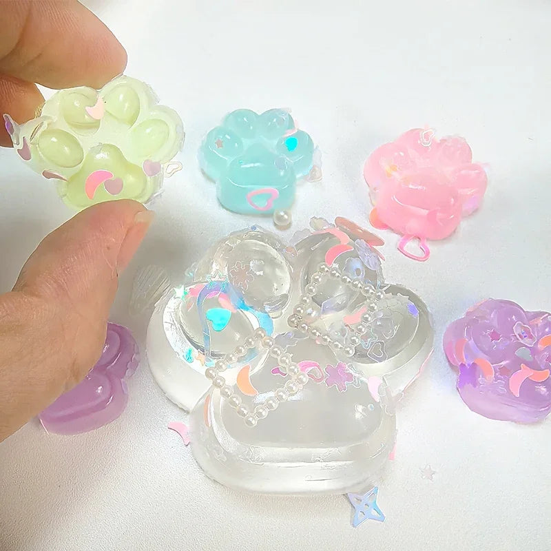 Glow-in-the-Dark Cat Paw Stress Toy | Squishy Squeeze Relief for Adults & Kids