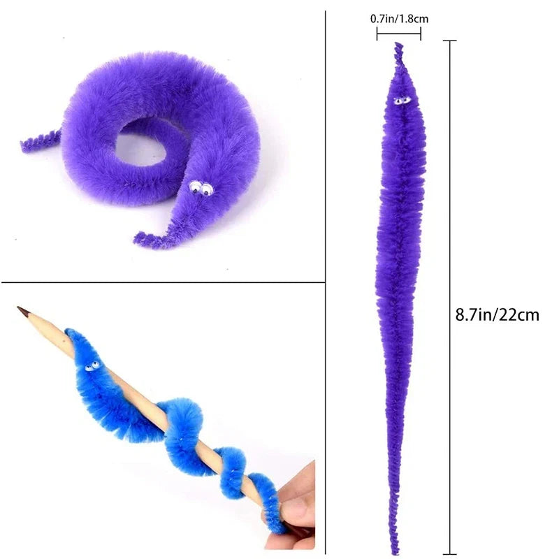 15-Piece Fuzzy Worm Magic Caterpillar Toy Set | Funny Prank Gifts for Kids
