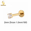 16G 18G Titanium Labret Stud Nose Ring | Zircon Internally Threaded Body Jewelry for Tragus and Helix