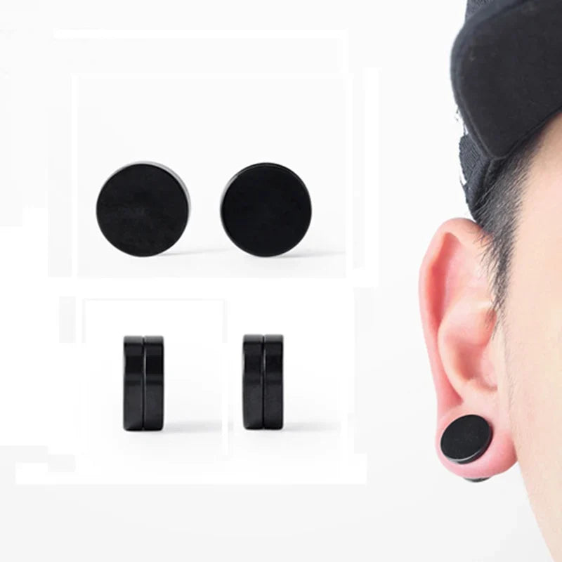 6mm/8mm/10mm/12mm Strong Magnetic Non Piercing Ear Clip | Round Circle Mens Stud Earrings