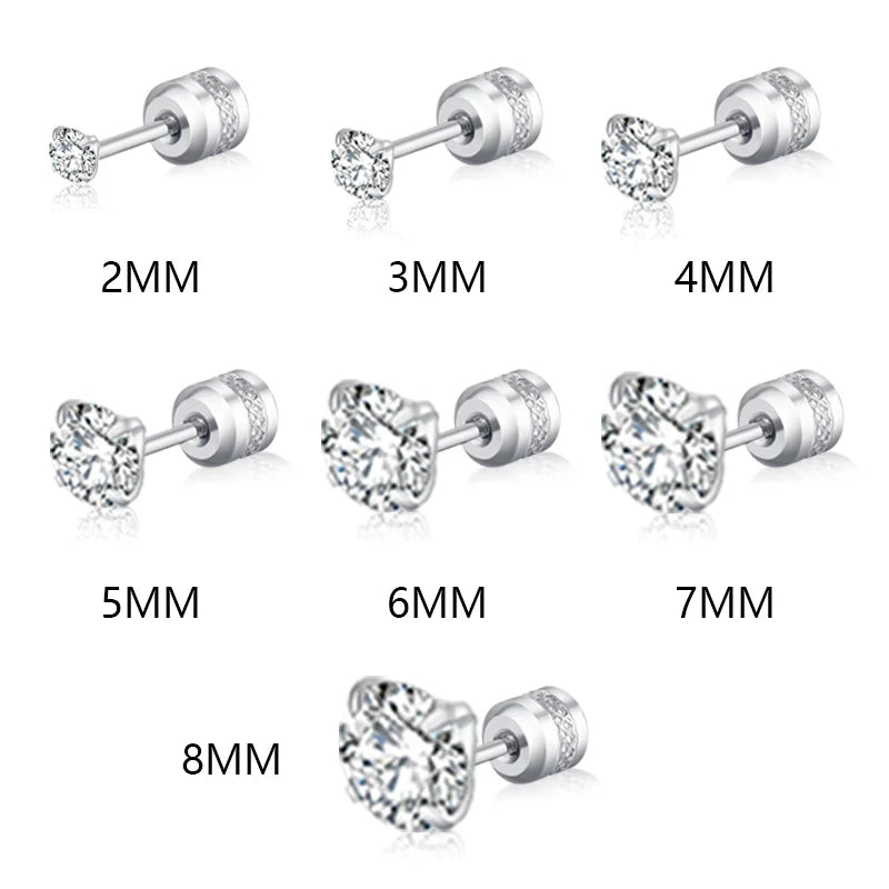 Medical Stainless Steel Crystal Stud Earrings | 2-Piece Tragus Cartilage Earrings for Men and Women