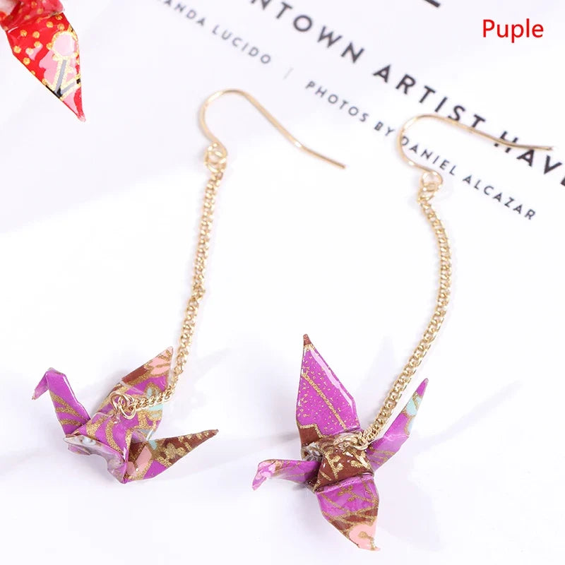 Origami Crane Earrings | Handcrafted Paper Bird Jewelry