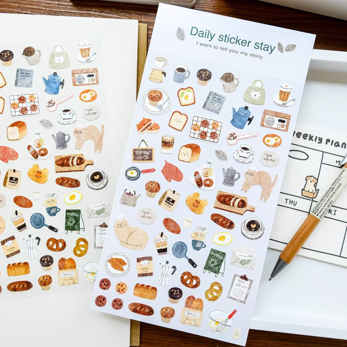 Korean Bonito Nature Life Bread House Coffee Paper Stickers | Cute Scrapbooking and Journaling Stickers