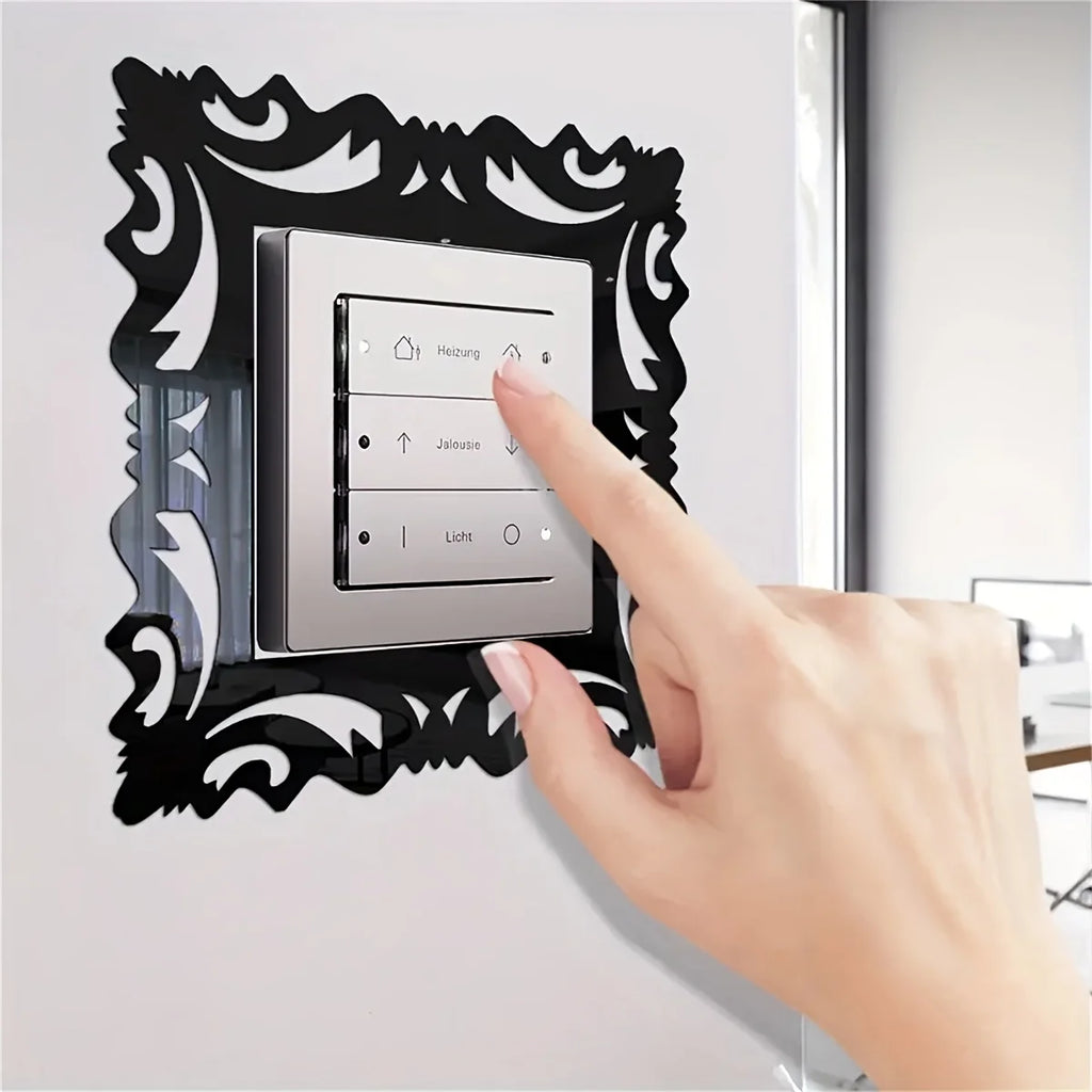 Mirror Style Switch Decals | 4 Pack Decorative Wall Stickers for Living Room