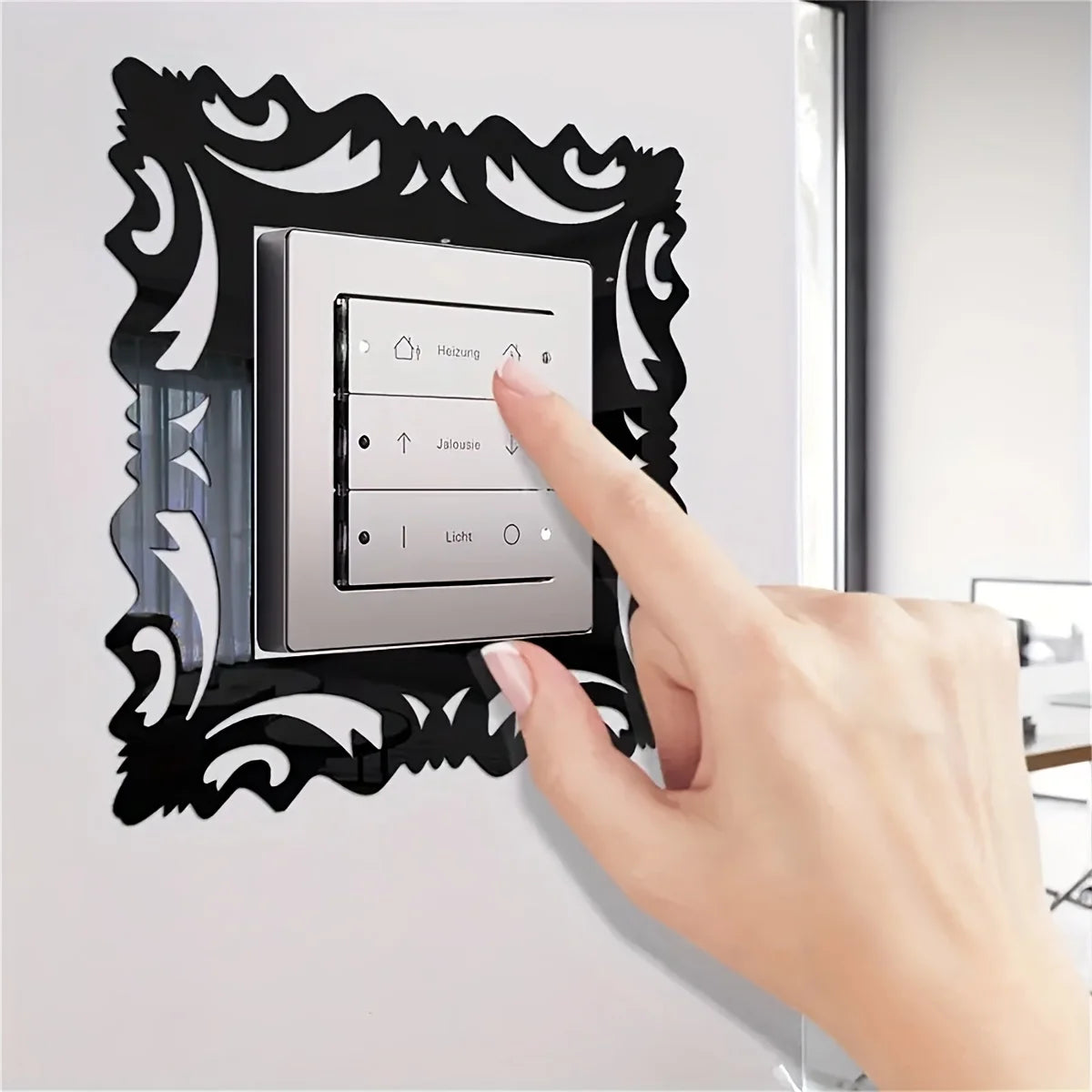 Mirror Style Switch Decals | 4 Pack Decorative Wall Stickers for Living Room