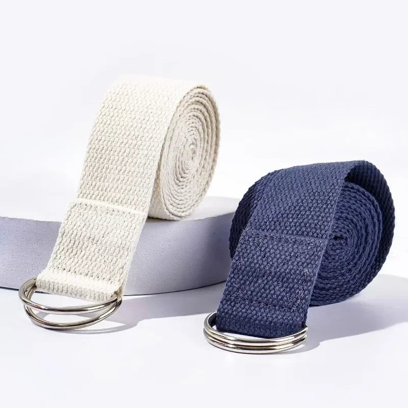 1.8m Cotton Yoga Strap with D-Ring Buckle | Adjustable Stretching Aid for Flexibility