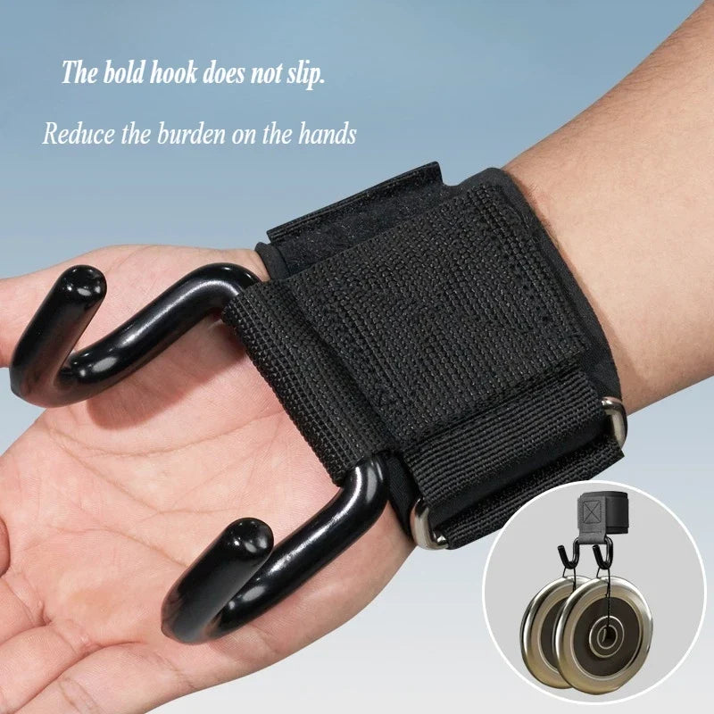Weight Lifting Hook Grips with Wrist Wraps | Gym Hand-Bar Support for Pull-Ups and Power Lifts