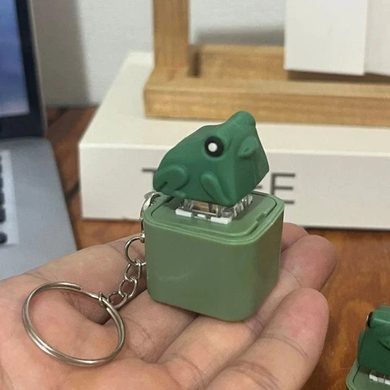 Funny Frog Duck Keychain | Rechargeable Clicker Sound Keyring with LED Light for Stress Relief