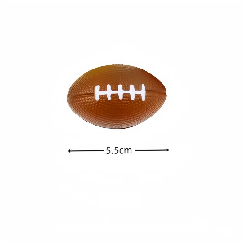 Mini PU Rugby Stress Balls | 6 Pack Squeeze Sports Toys for Anxiety Relief