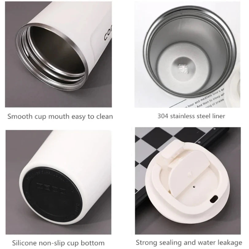 Double Stainless Steel Thermo Cafe Mug | Leak-Proof Travel Thermos for Coffee Tea