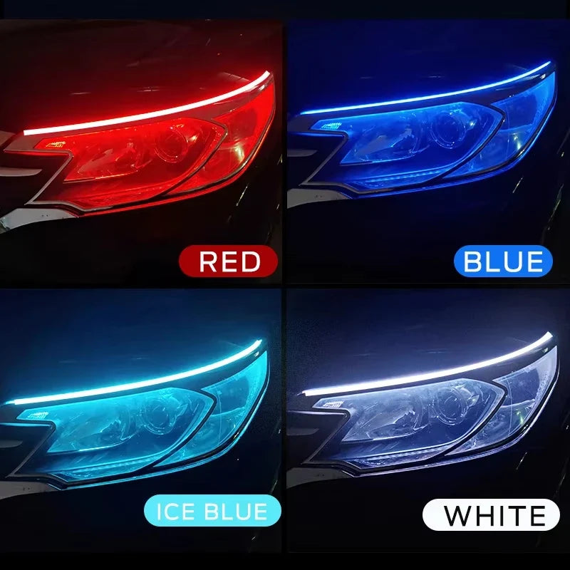 2pcs Car LED DRL Light Strip Dynamic Scan Flexible Waterproof 12V Universal | Daytime Running Lights
