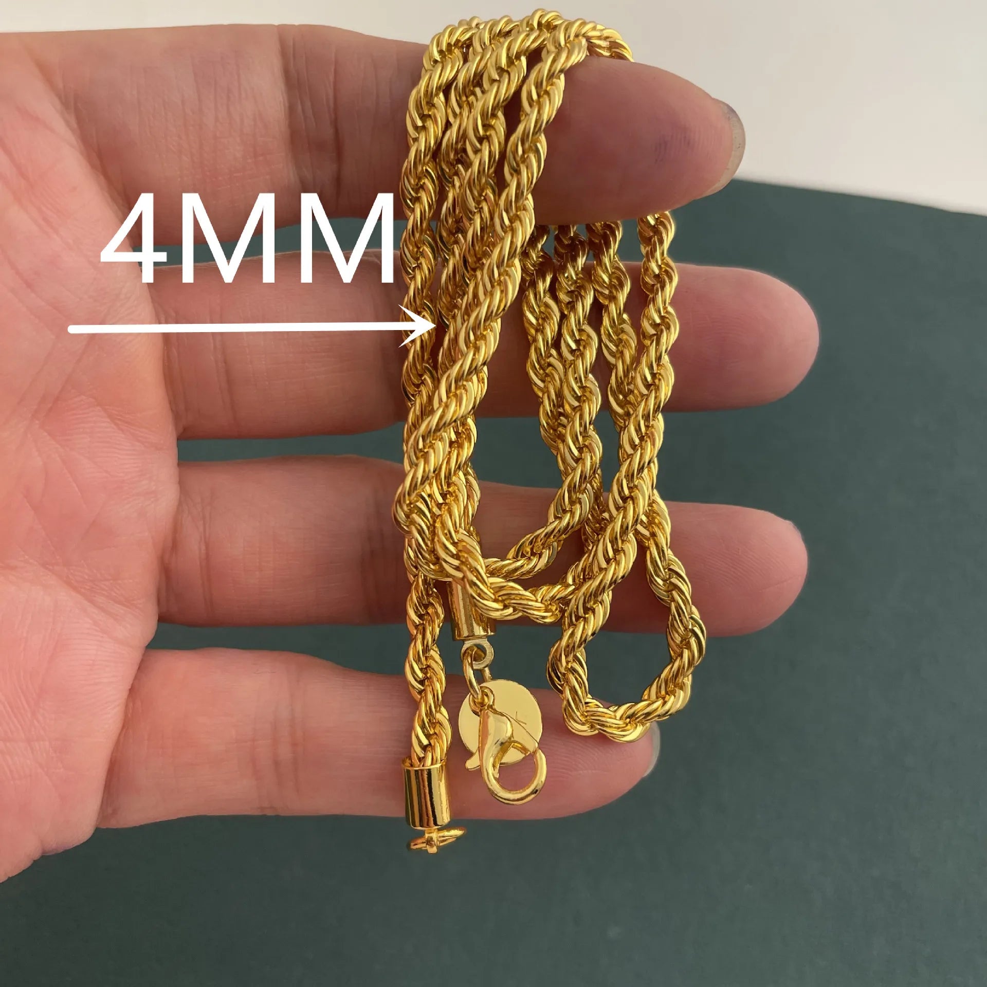 Andara 925 Sterling Silver 18K Gold Plated 4MM Twisted Rope Necklace | Unisex Fashion Chain