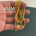 Andara 925 Sterling Silver 18K Gold Plated 4mm Twisted Rope Necklace | Unisex Minimalist Jewelry