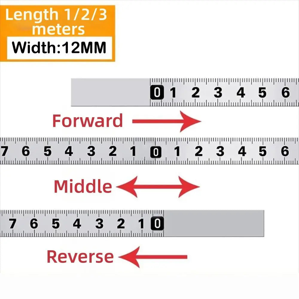 Self-Adhesive Stainless Steel Measuring Tape | 12mm Wide Workbench Ruler