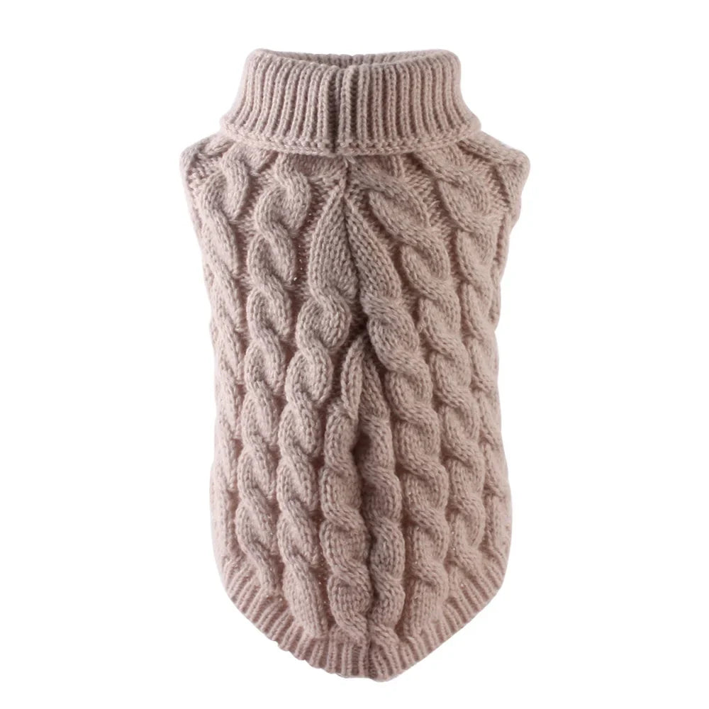 Classic Solid Knit Dog Sweater | Warm Winter Pullover for Small Breeds