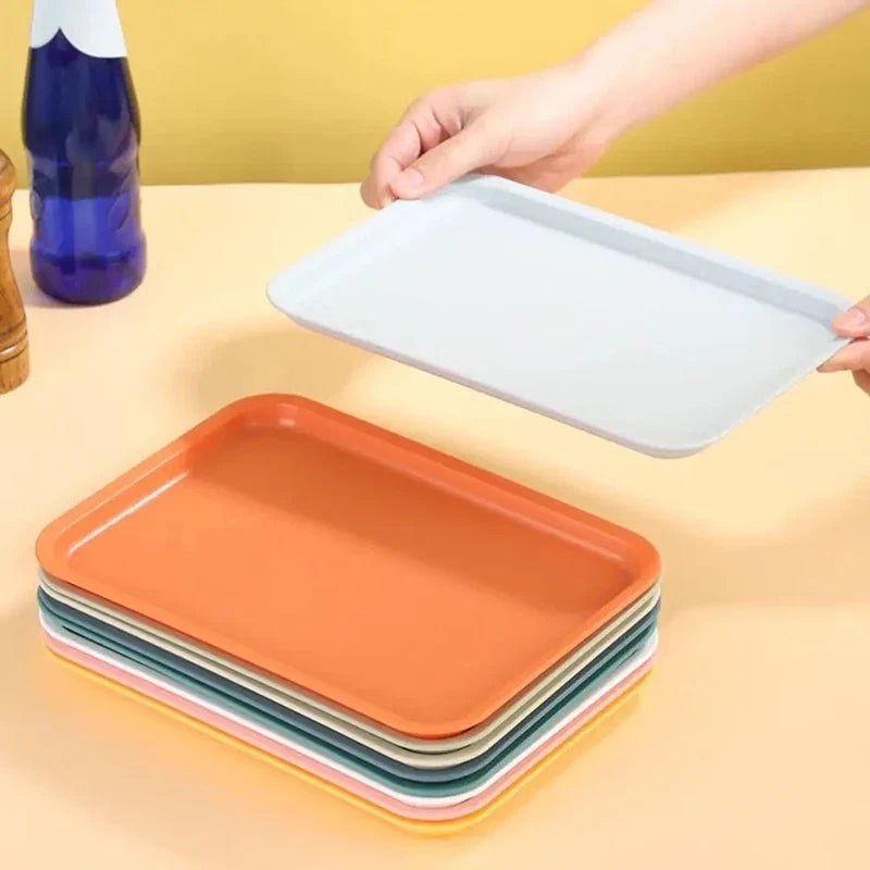 Rectangular Plastic Pallet Tray | Nordic Multi-Color Serving Tray for Food, Bread, Fruit, and Dessert