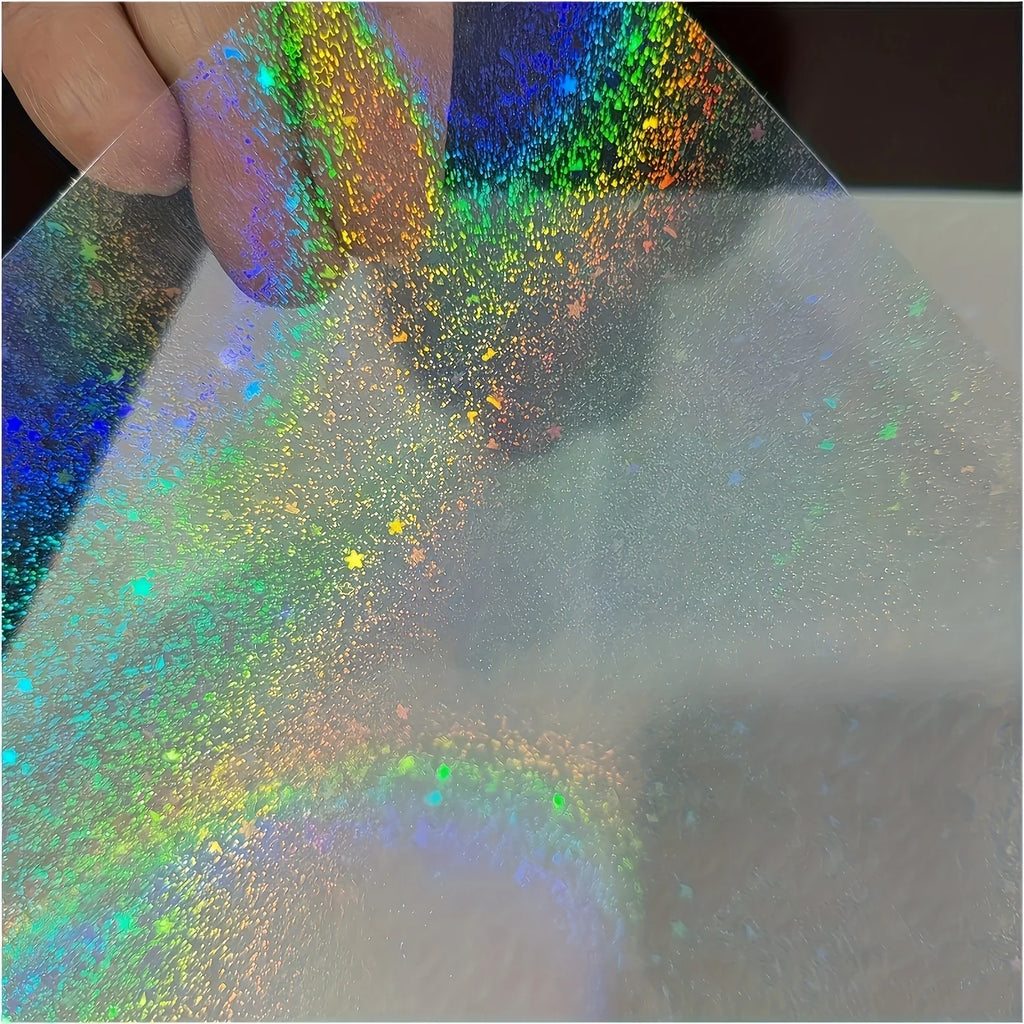 Holographic Sticker Paper Sheets | 50-Pack Glitter Clear Overlay Film for DIY Crafts