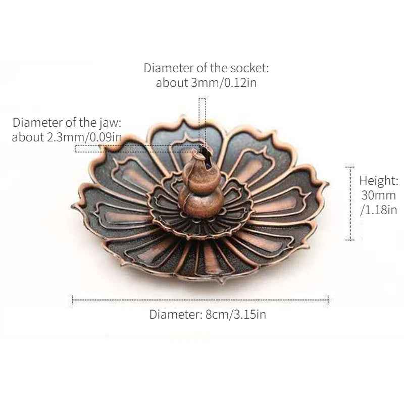 Lotus Incense Burner | Metal Lotus Ash Catcher for Stick and Cone Incense
