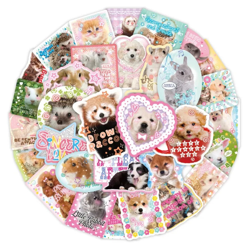 50pcs Cute Real Animal Sticker Set | Kawaii Scrapbook Decals for DIY Decor