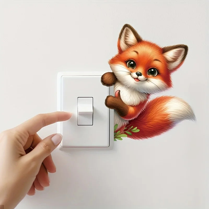 Cute Little Fox Switch Sticker | Home Decor Wall Decal for Bedroom Living Room Bathroom