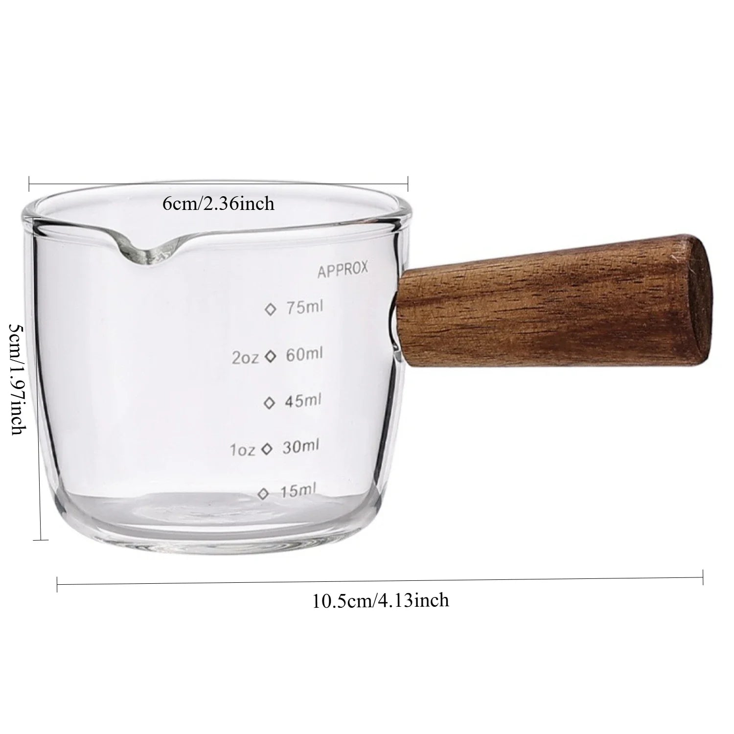 3 Oz Espresso Measuring Cup Shot Glass | Triple Pitcher with Single Spout