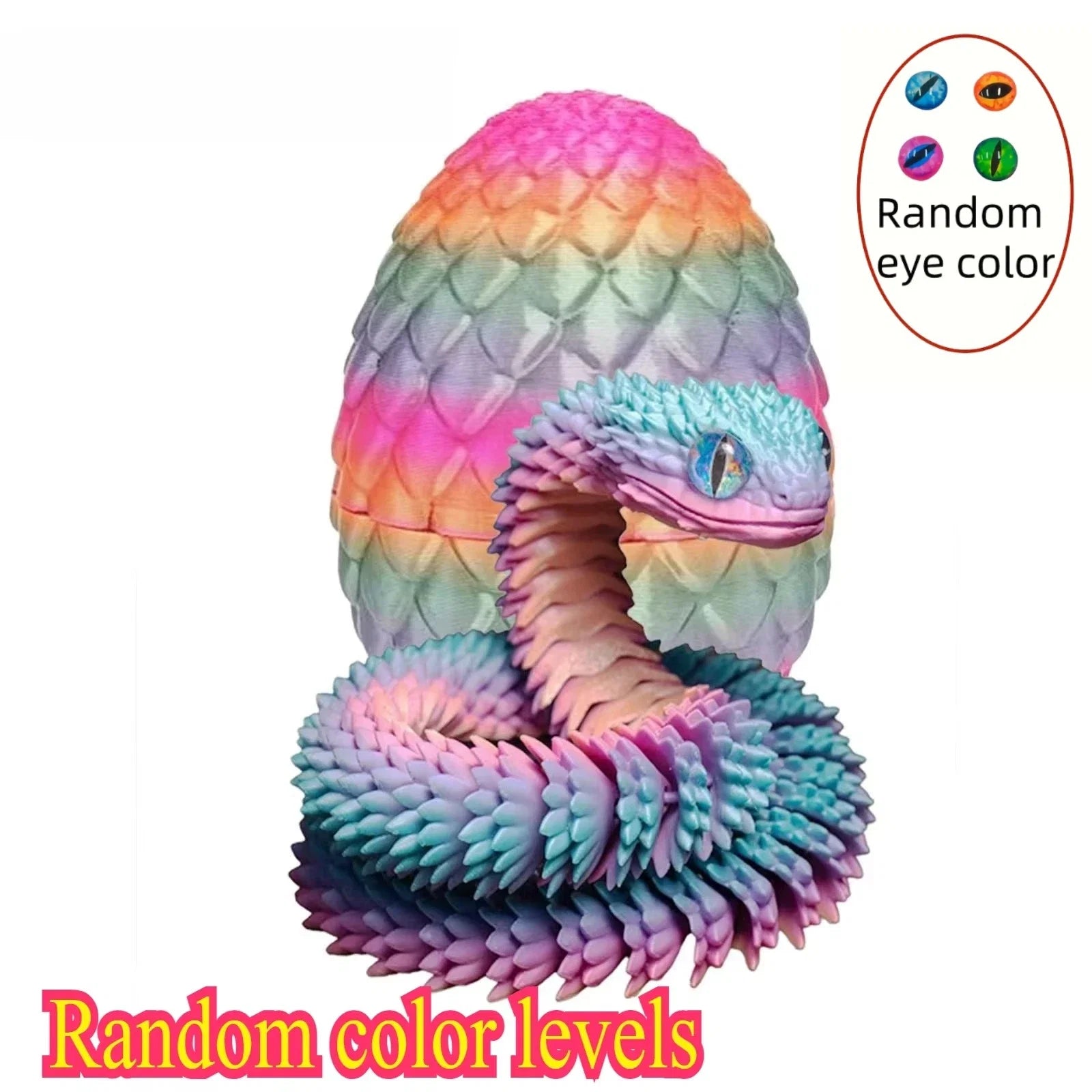3D Printed Snake with Egg | Articulated Desktop Animal Decoration