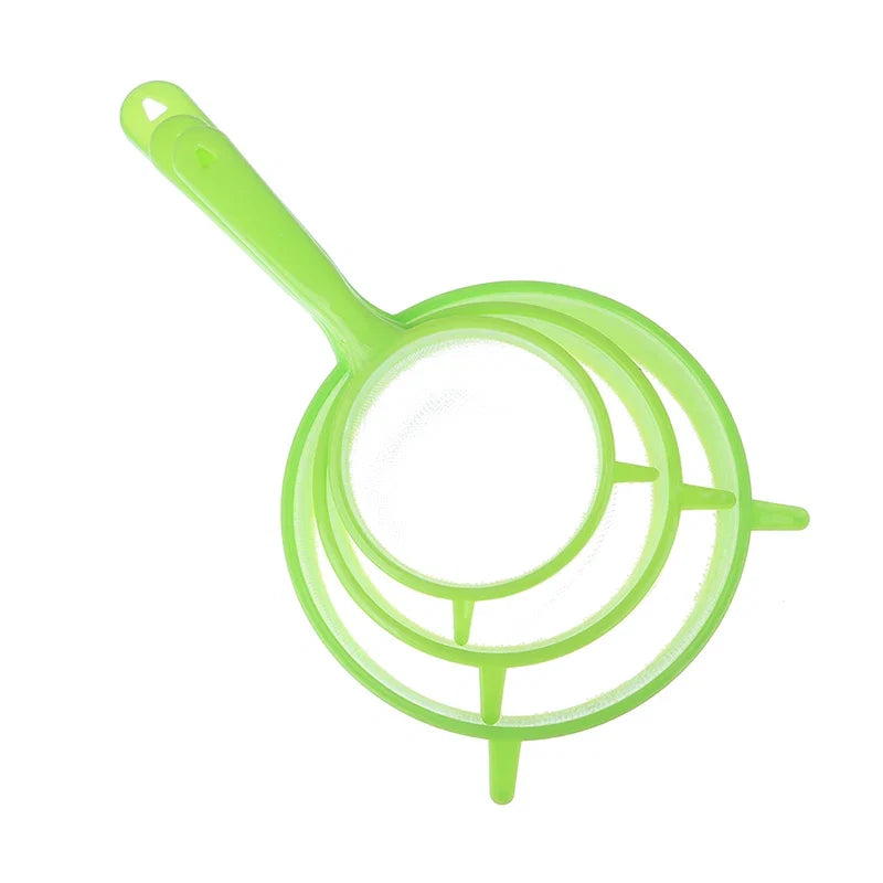 3pcs Plastic Fine Mesh Scoop Strainer Set | Kitchen Sieve and Colander for Baking and Cooking