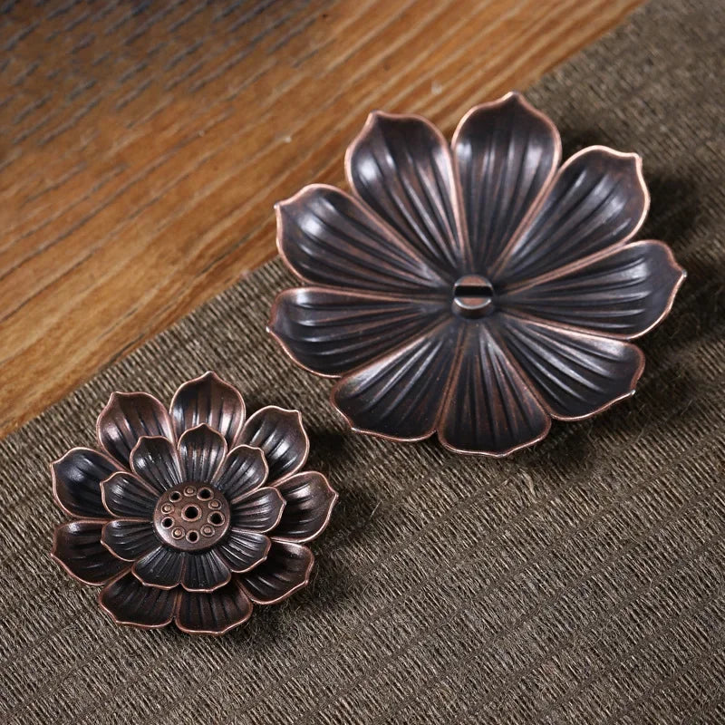 Lotus Incense Burner Stick Holder | Alloy Buddhism Meditation Decor