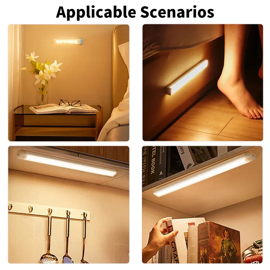 Wireless Rechargeable LED Motion Sensor Cabinet Light | Night Light for Closet Kitchen Wardrobe Stairs