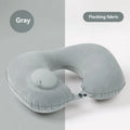 Portable Inflatable U-Shaped Neck Pillow for Travel | Press-Inflatable Neck Support with Built-In Storage