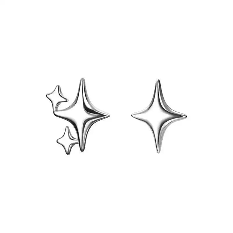 VENTFILLE Gold Star Stud Earrings | Asymmetrical 925 Silver Fashion Jewelry for Women