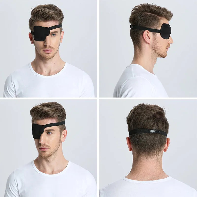 Black Single Eyepatch Blindfold | Adjustable Eye Mask for Sleeping, Amblyopia, and Costume Props