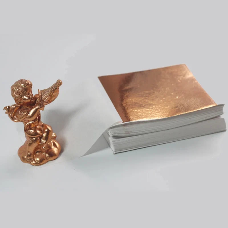 100Pcs Imitation Gold Silver Copper Foil Sheets | Gilding Leaf Flakes for DIY Nail Art Wedding Decor