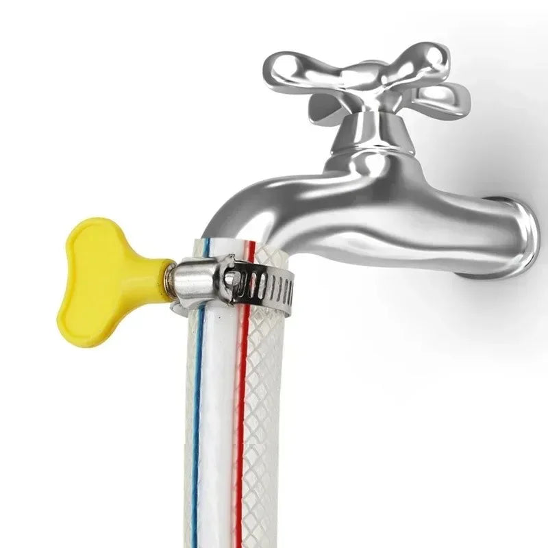 5 Pcs 8-44mm Adjustable Yellow Plastic Handle Hose Clamps | Stainless Steel Worm Drive Pipe Clips