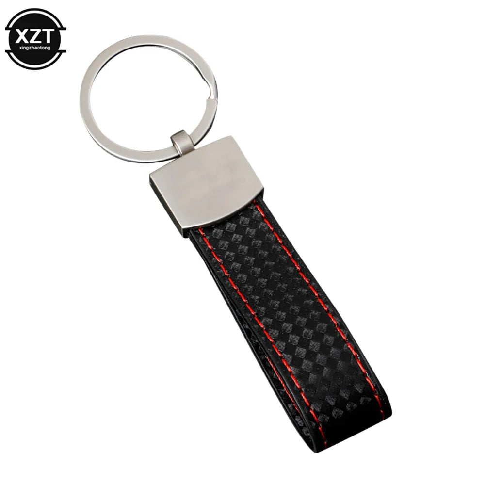 Fashion Black-Red Leather Car Keychain Key Ring | 3-Color Sports Keychain Pendant for Enthusiasts