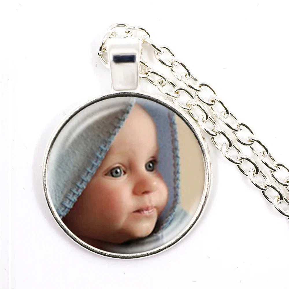 Personalized Photo Necklace | Custom Glass Pendant Gift for Family