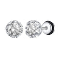 Unisex Black Onyx Screw Stud Earrings | Stainless Steel Retro Earrings for Men and Women