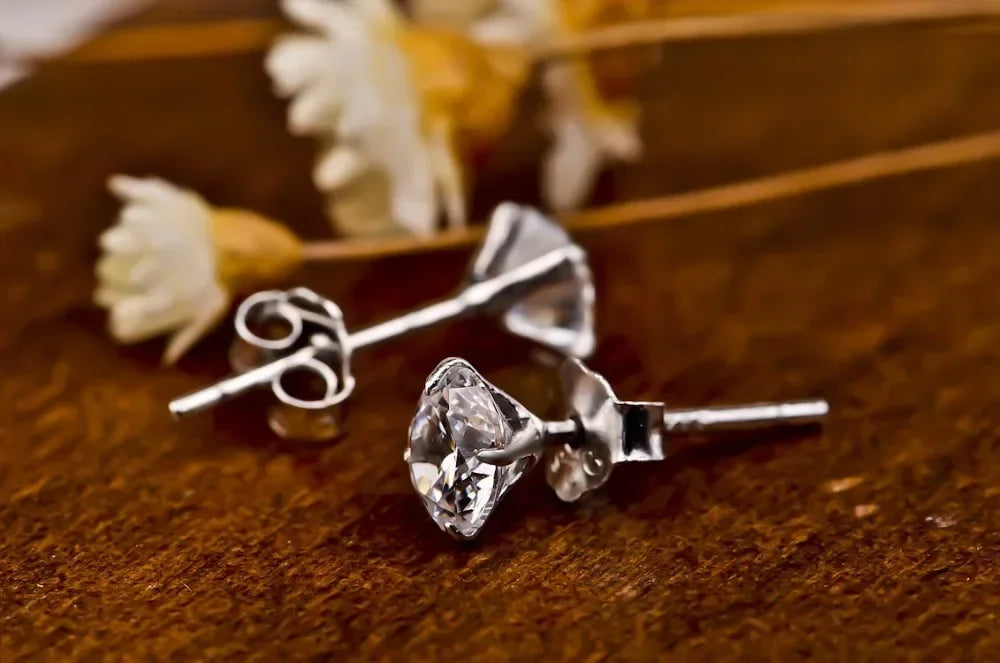 Crystal Zircon 925 Sterling Silver Stud Earrings | Fine Jewelry for Women