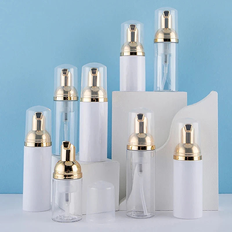30/50/60ml White Gold Foamer Pump Bottle | Refillable Empty Foaming Soap Dispenser
