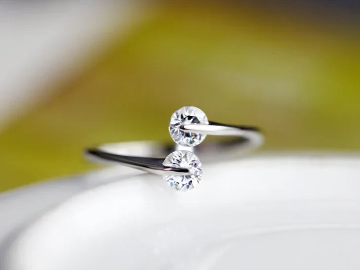 925 Sterling Silver Open Ring | Adjustable Aaa Zirconia Bridal Set