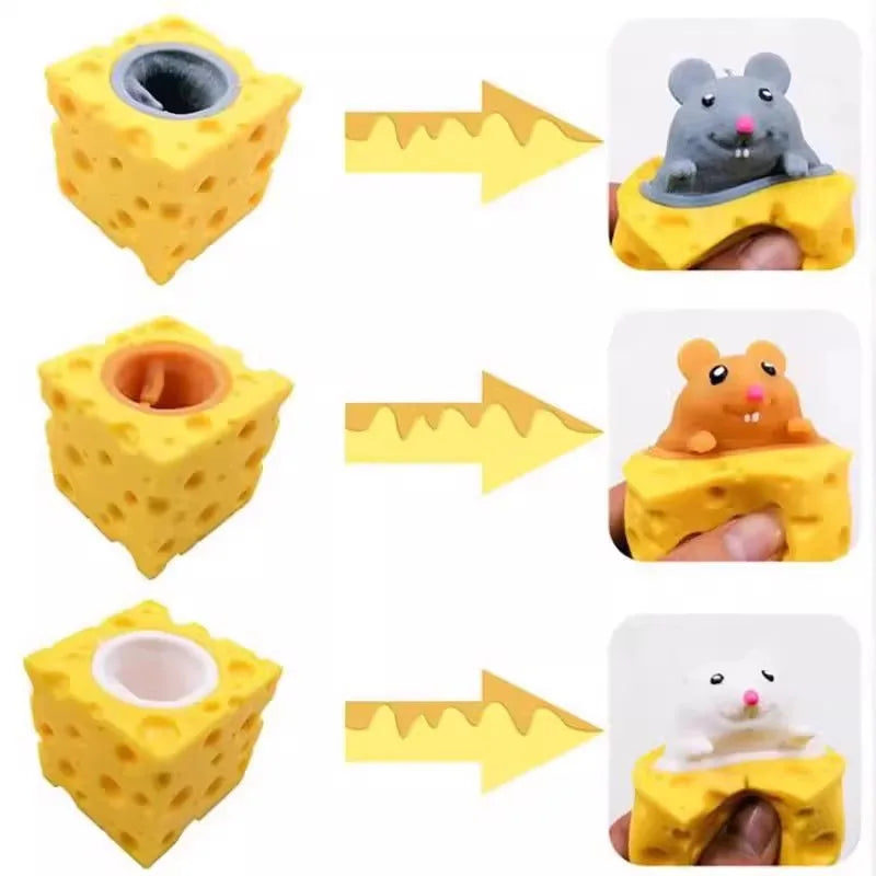 Squeeze Cheese Cup Fidget Toy Set | Mouse Rabbit Frog Stress Relief