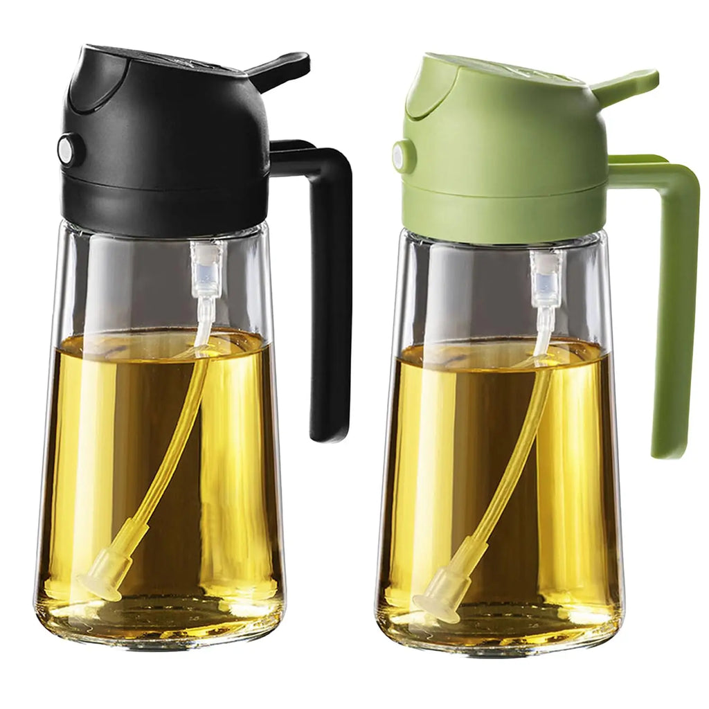 2 in 1 Oil Sprayer and Dispenser Bottle | Cooking Oil Spray Bottle for BBQ, Air Fryer, and Salad