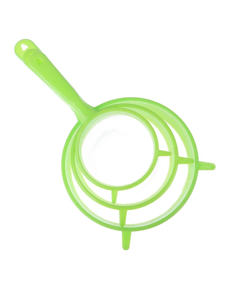 3pcs Plastic Fine Mesh Scoop Strainer Set | Kitchen Sieve and Colander for Baking and Cooking