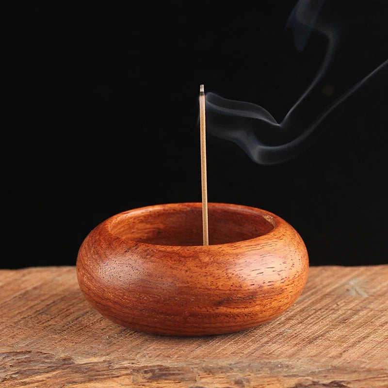 Rosewood Incense Burner Stick Holder | Bowl Shape Censer for Home Decor