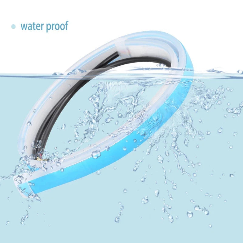12V LED Car Daytime Running Light | Flexible Waterproof Strip with Flowing Turn Signal