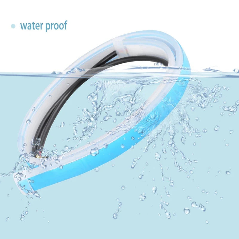 Car LED Daytime Running Light Strip | Flexible Waterproof DRL with Flowing Turn Signal