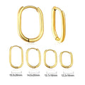 LUXUSTEEL Golden Plated Geometric Oval Hoop Earrings | Unisex Fashion Earrings