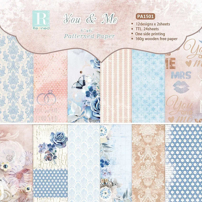 Flower 24 Sheets Craft Paper Pads | Cutting Dies Art Background for Origami Scrapbooking Card Making