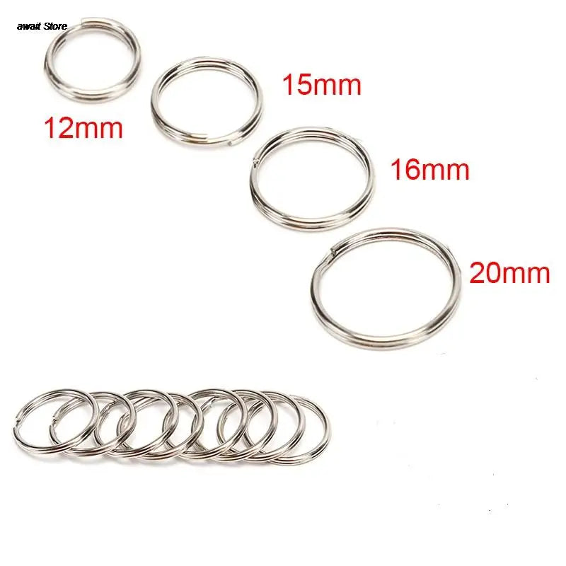 100 Polished Silver Split Key Rings | Stainless Steel Keychain Set for DIY and Organization