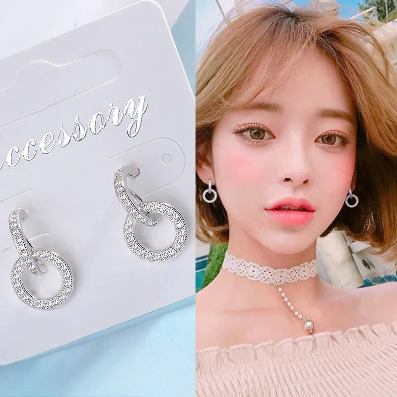 Sterling Silver Moissanite Circle Stud Earrings | D Color VVS1 Classic Jewelry